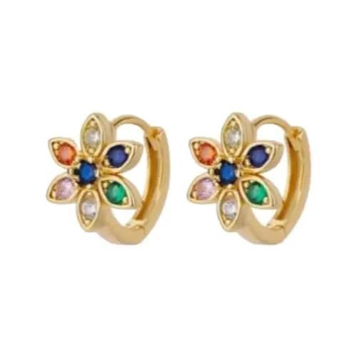 PENDIENTES DE ARO EN ACERO INOXIDABLE CON DISEÑO FLORAL ELEGANTE - 1