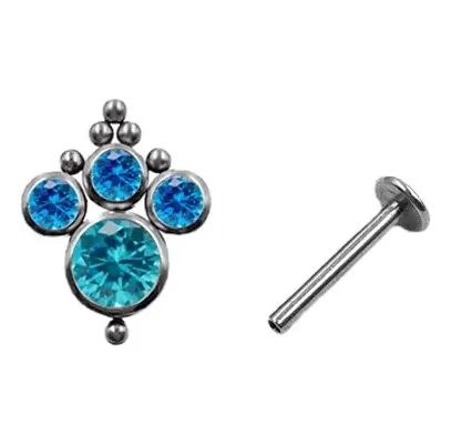 PIERCING DE TITANIO PARA HE LIX Y TRAGUS EN DISEÑO ESPIRAL AZUL - 2