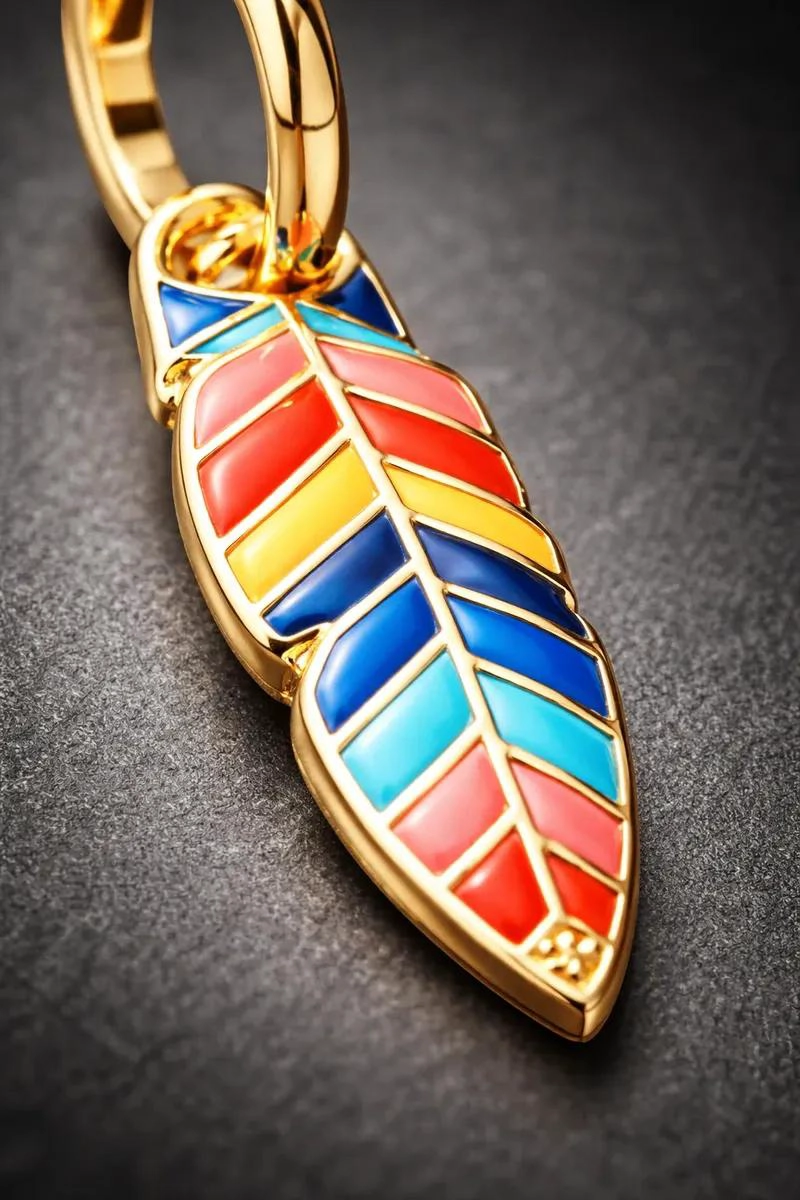 PENDIENTES COLGANTES ESMALTADOS CON DISEÑO DE PLUMAS Y COLORES ARCOIRIS - 5