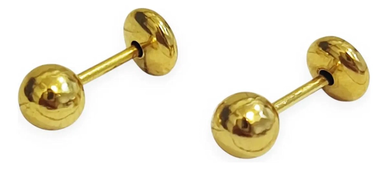 AROS PARA BEBE  CON BOLITA DE 4MM ENCHAPADO EN ORO 18K - 1