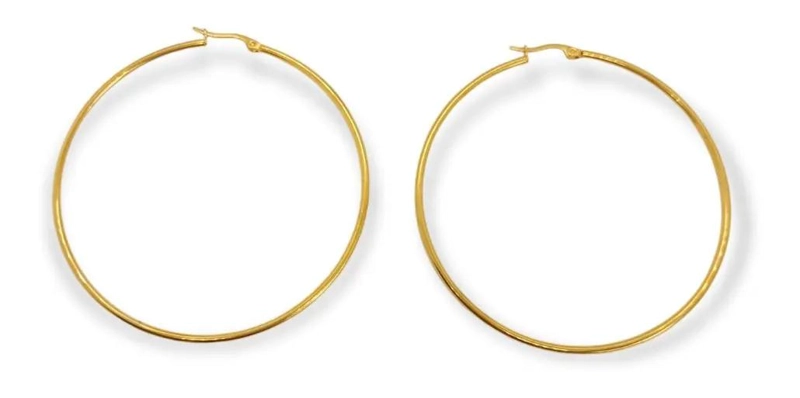 ARGOLLAS CLASICAS CHAPADAS EN ORO DE 18K DE 65 MM - 1