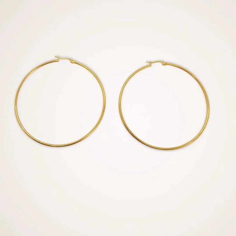 ARGOLLAS CLASICAS CHAPADAS EN ORO DE 18K DE 65 MM - 5