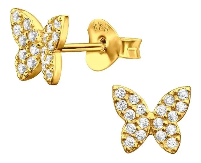 PENDIENTES DE MARIPOSA EN PLATA CON BAÑO DE ORO DELICADOS Y ELEGANTES - 3