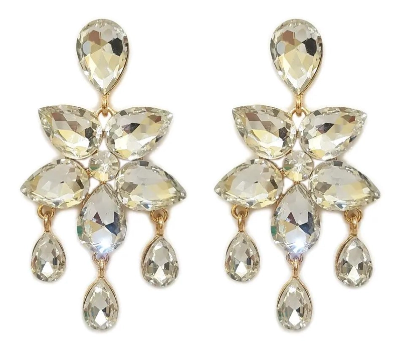 AROS DE FANTASIA CON CRISTALES PARA FIESTA DISEÑO PALMA ELEGANTE - 1