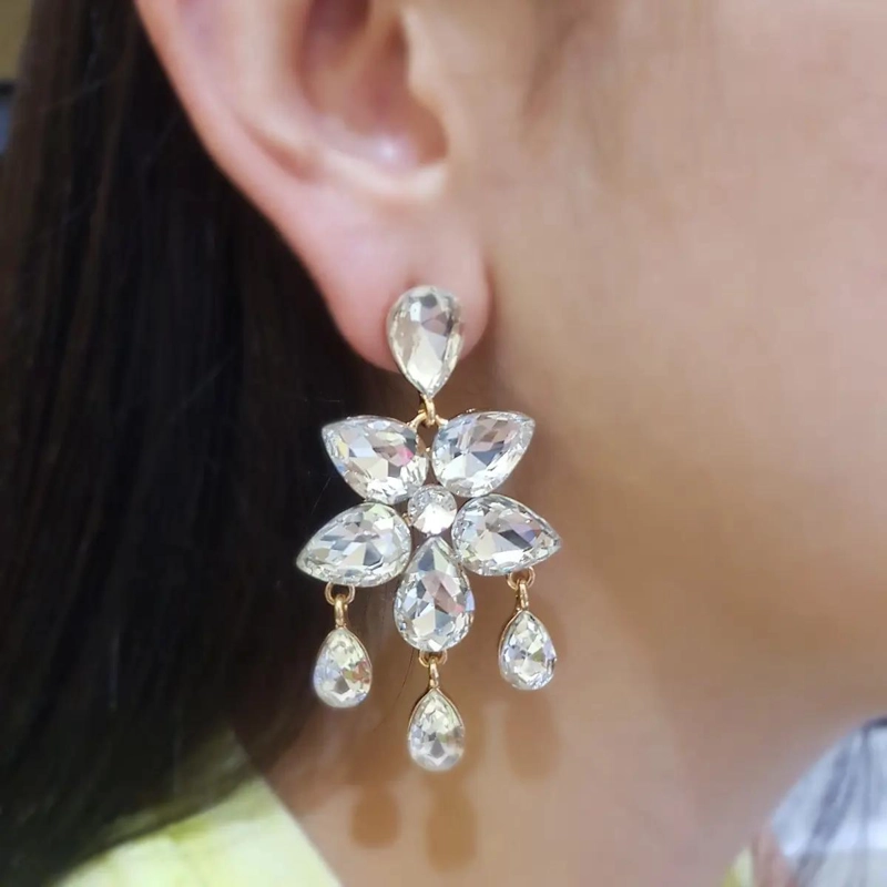 AROS DE FANTASIA CON CRISTALES PARA FIESTA DISEÑO PALMA ELEGANTE - 2