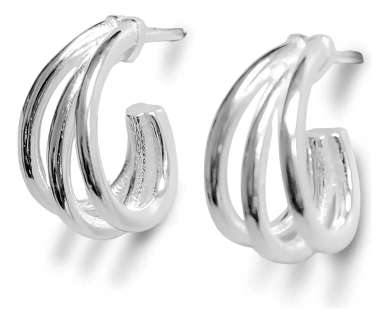 AROS MEDIA ARGOLLA TRIPLE DISEÑO EN PLATA FINA 925 - 2