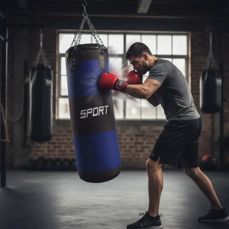 GENÉRICO SACO DE BOXEO DE 80 CM CON CADENAS PARA COLGAR SIN RELLENO