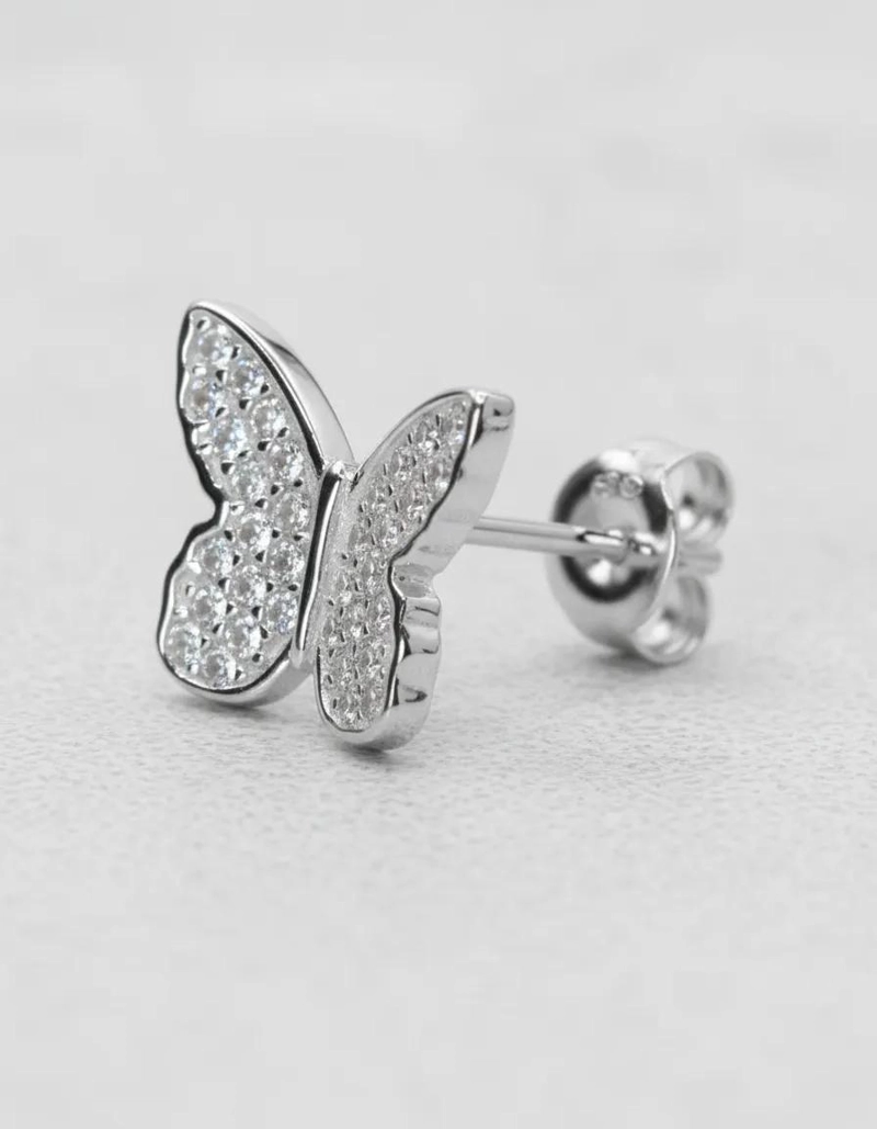AROS DE PLATA 925 CON DISEÑO DE MARIPOSA Y CIRCONES BRILLANTES PARA MUJER - 4