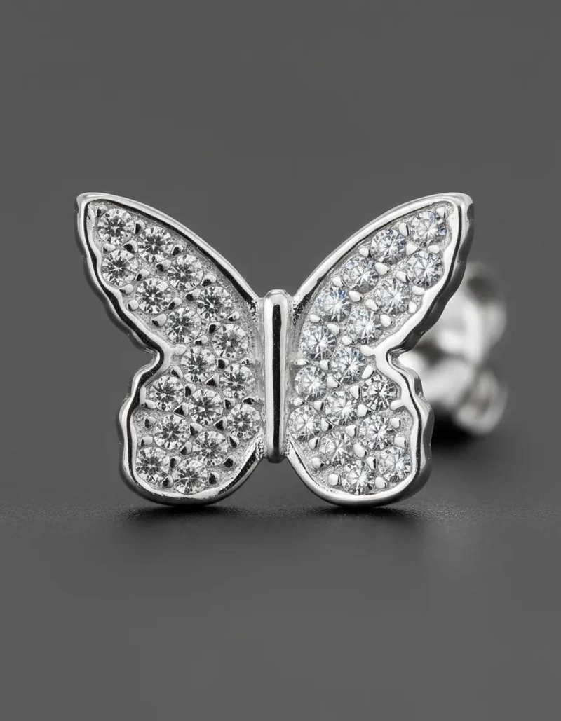AROS DE PLATA 925 CON DISEÑO DE MARIPOSA Y CIRCONES BRILLANTES PARA MUJER - 5