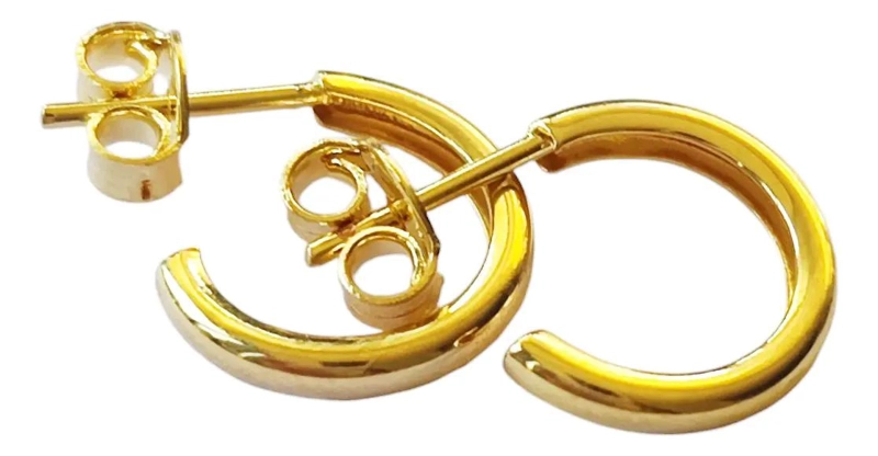 AROS ARGOLLA MINI DE 12 MM CON BAÑO DE ORO 18 QUILATES - 1