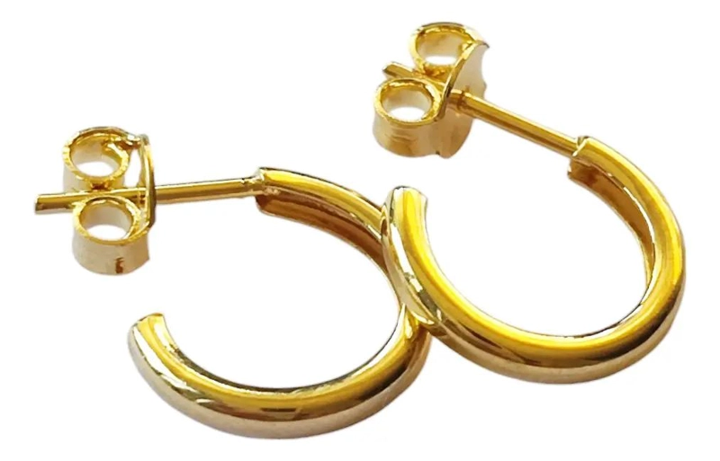 AROS ARGOLLA MINI DE 12 MM CON BAÑO DE ORO 18 QUILATES - 2