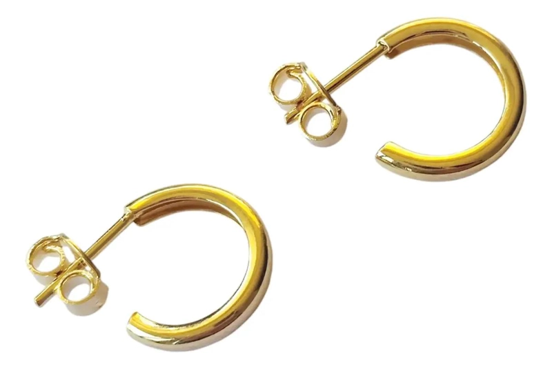 AROS ARGOLLA MINI DE 12 MM CON BAÑO DE ORO 18 QUILATES - 3