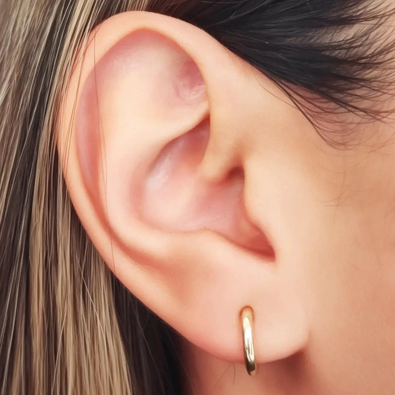 AROS ARGOLLA MINI DE 12 MM CON BAÑO DE ORO 18 QUILATES - 4