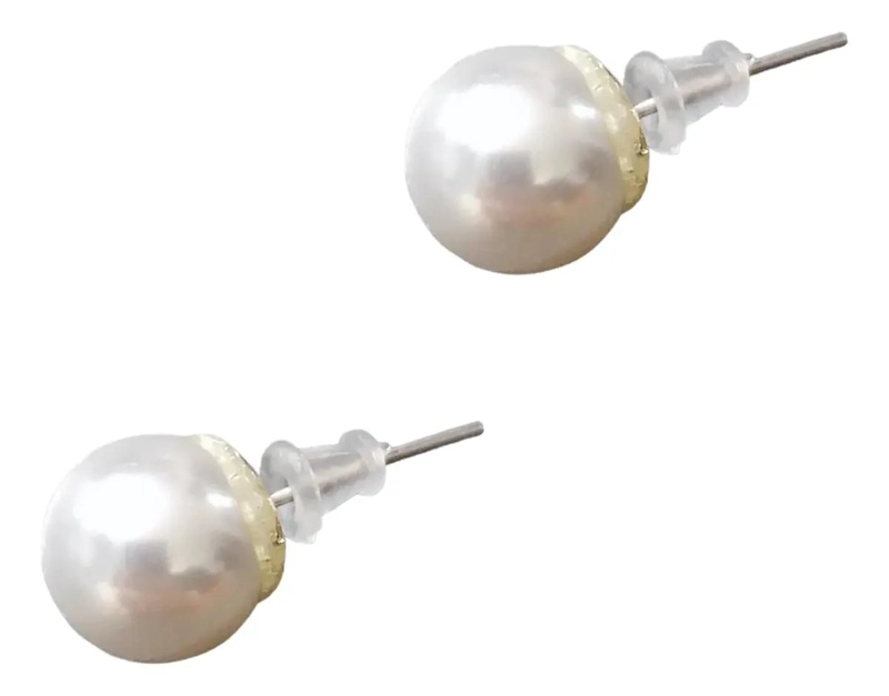 PAR DE AROS CON PERLAS DE 9MM EN PLATA LEY 925 CON COLORES VARIADOS - 1