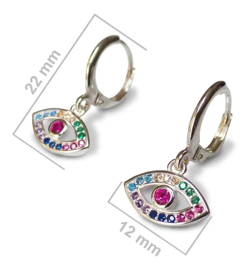 AROS ARGOLLA CON DISEÑO DE OJITO Y CIRCONES EN PLATA FINA 925 - 2