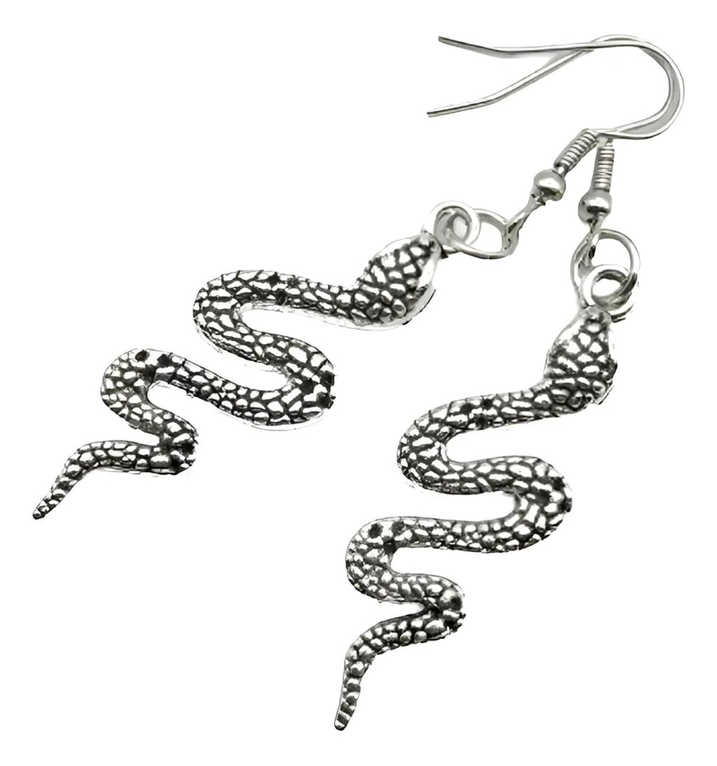AROS CON DISEÑO DE SERPIENTE TREPANDO EN RELIEVE COLOR PLATEADO - 1