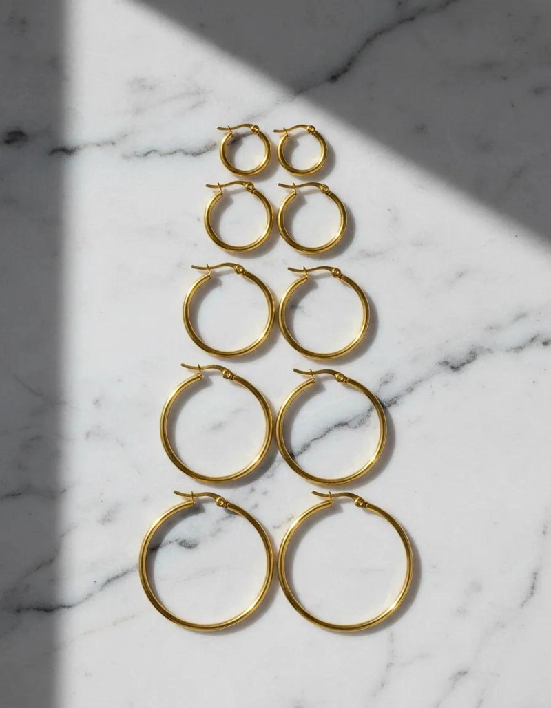 PACK DE 6 PARES DE ARGOLLAS EN ACERO QUIRURGICO DORADO Y PLATEADO - 2