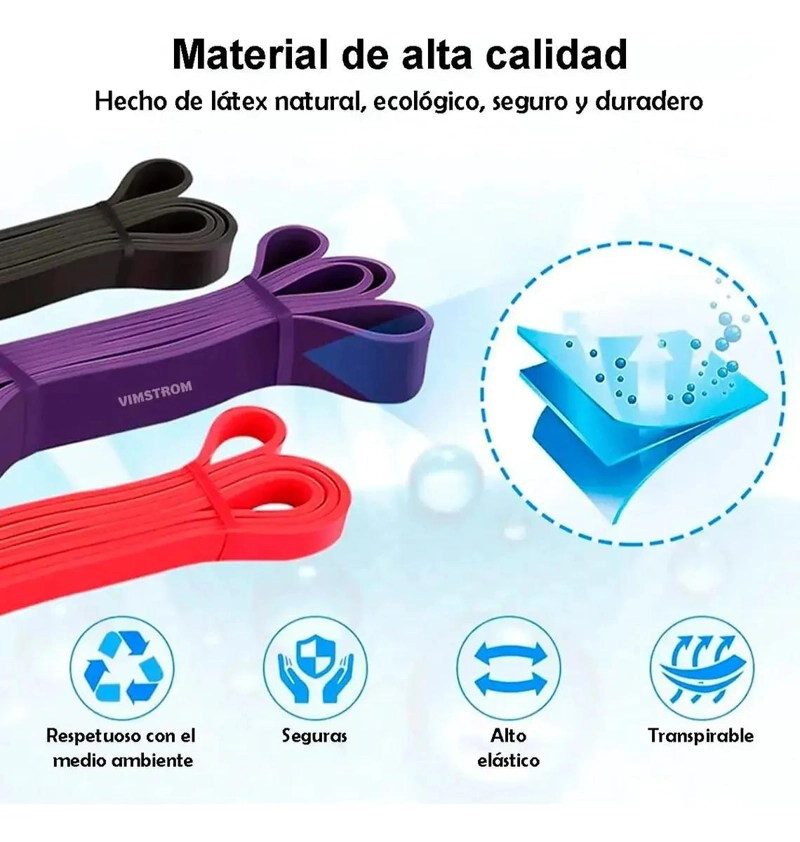 KIT DE BANDAS ELASTICAS PARA EJERCICIO Y YOGA CON DIFERENTES RESISTENCIAS - 5