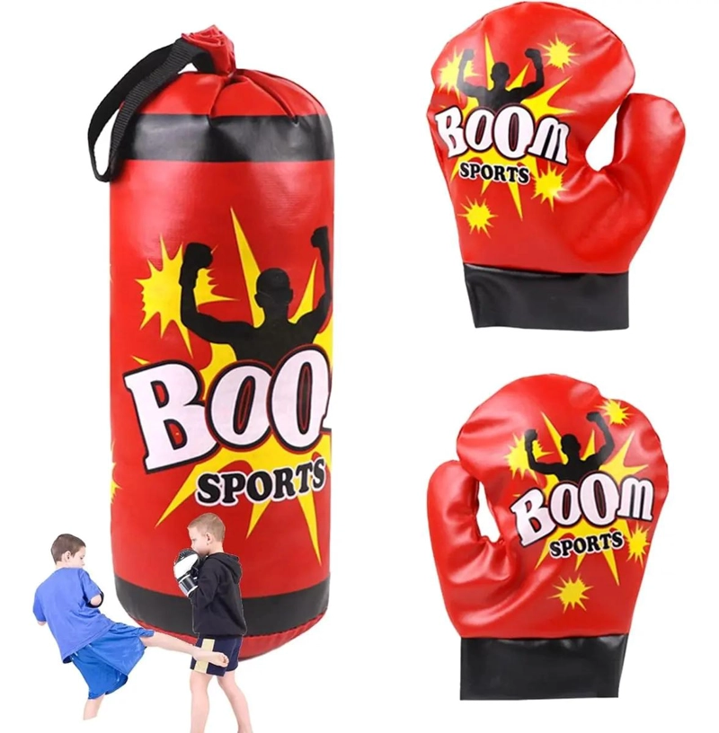 KIT DE BOXEO INFANTIL CON SACO, GUANTES Y PELOTA DE REACCION - 2