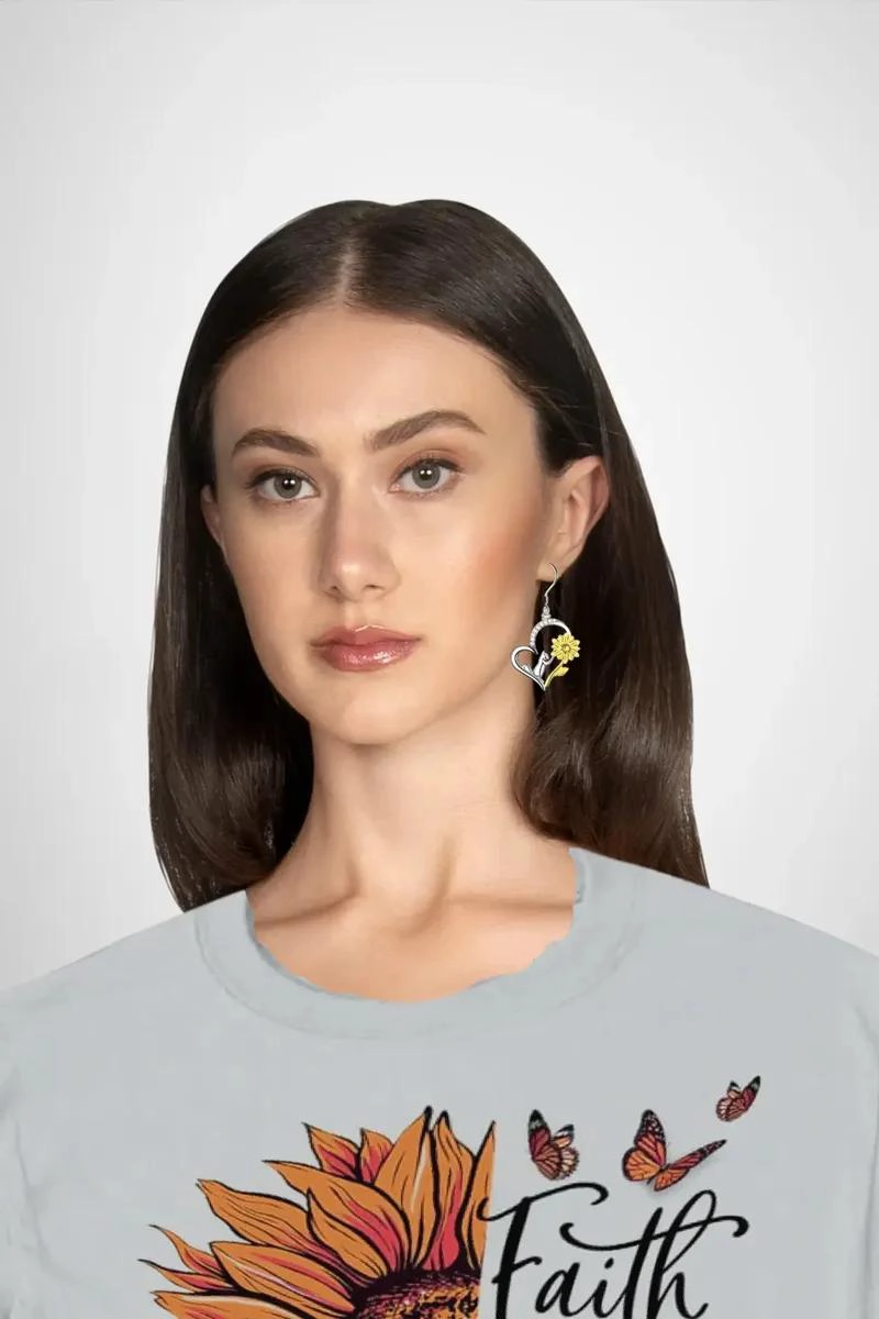 PENDIENTES DE PLATA FINA 925 CON DISEÑO DE GIRASOL Y GATO CON CIRCONIO - 2