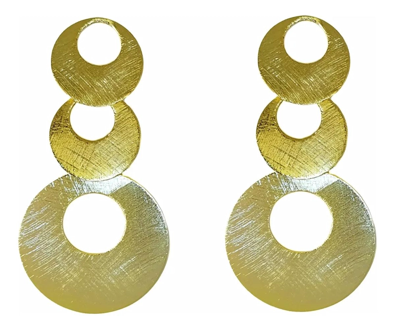 AROS DE CIRCULOS ENCHAPADOS EN ORO DE 18 QUILATES PARA MUJER - 1