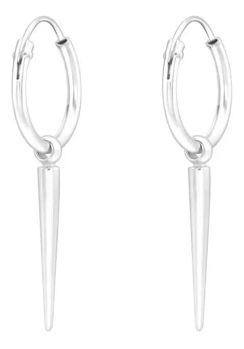 AROS ARGOLLAS UNISEX DE PLATA 925 CON DISEÑO CONICO PUNTIAGUDO - 1