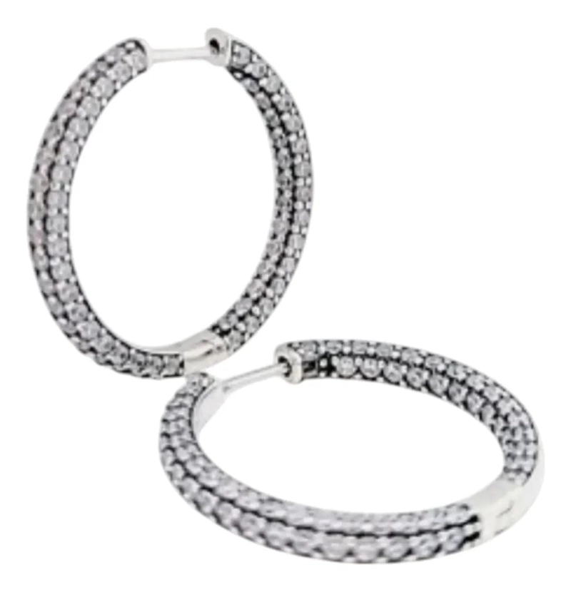 AROS ARGOLLAS CON DISEÑO EN PAVE  DE PLATA LEY 925 - 2