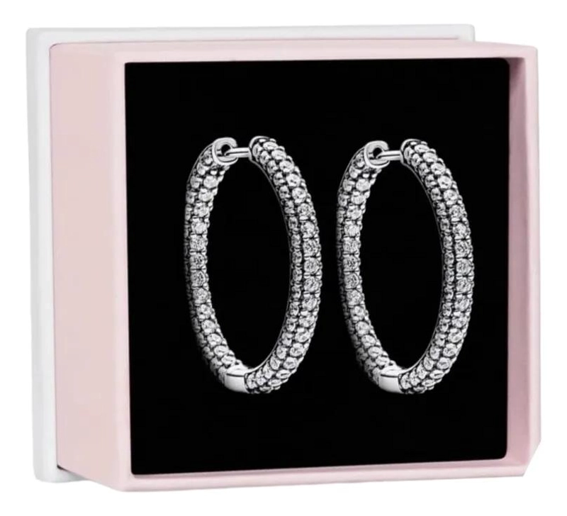 AROS ARGOLLAS CON DISEÑO EN PAVE  DE PLATA LEY 925 - 3