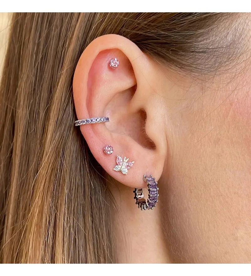 AROS DELICADOS CON DISEÑO DE MARIPOSA EN PLATA 925 PARA MUJER Y NIÑA - 4