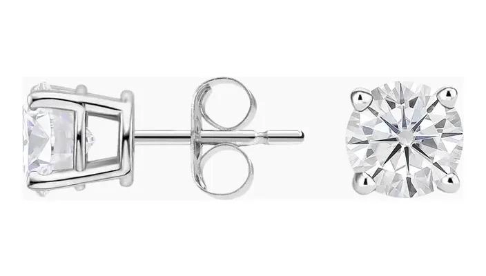 AROS DE MOISSANITA EN ORO BLANCO DE 18 QUILATES CON CERTIFICADO DE 4 MM - 2