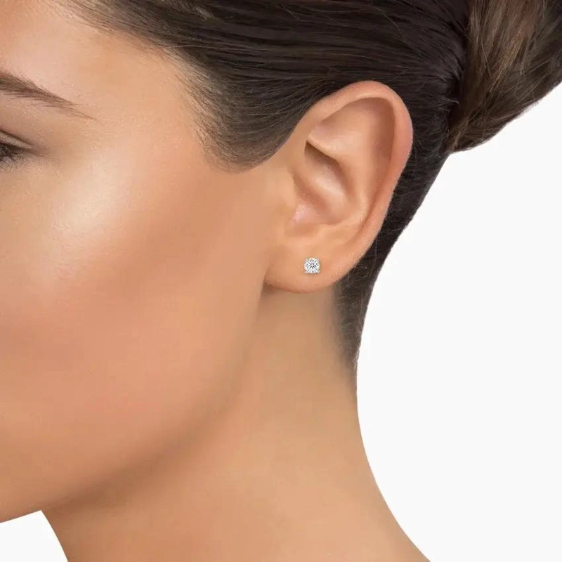 AROS DE MOISSANITA EN ORO BLANCO DE 18 QUILATES CON CERTIFICADO DE 4 MM - 3