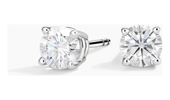 AROS DE MOISSANITA EN ORO BLANCO DE 18 QUILATES CON CERTIFICADO DE 4 MM - 4