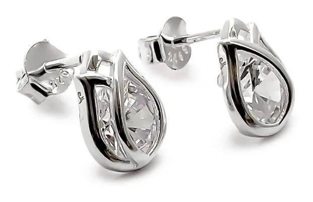 AROS ELEGANTES CON DISEÑO DE TULIPAN Y CIRCON EN PLATA FINA 925 - 1