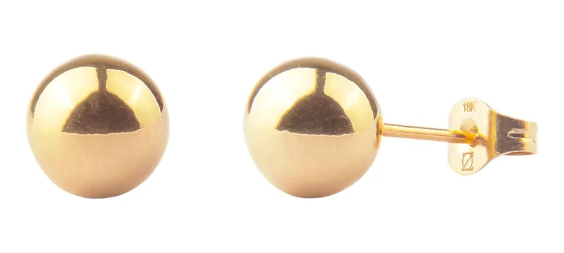 AROS BALIN DE 8MM EN ORO LAMINADO 18K PARA MUJER - 1