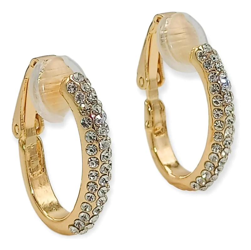 AROS SIN PERFORACION CON ARGOLLAS Y ZIRCONIAS BAÑADAS EN ORO 18K - 1