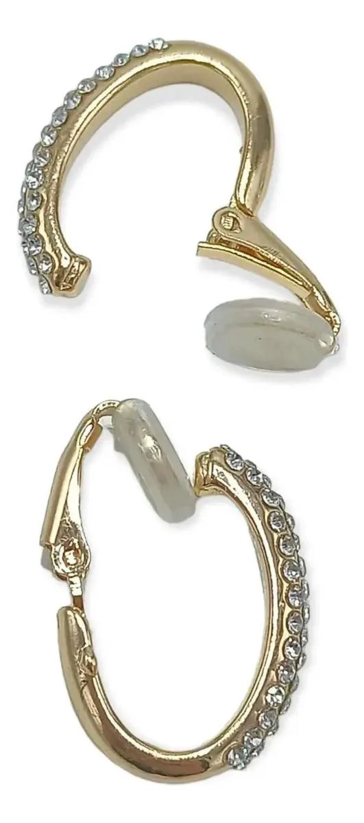 AROS SIN PERFORACION CON ARGOLLAS Y ZIRCONIAS BAÑADAS EN ORO 18K - 4