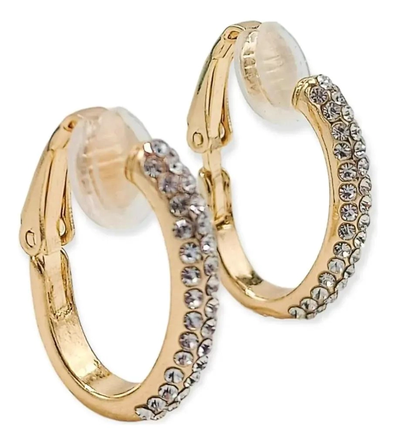 AROS SIN PERFORACION CON ARGOLLAS Y ZIRCONIAS BAÑADAS EN ORO 18K - 5