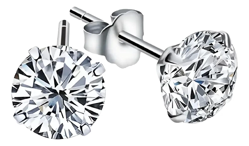 AROS DE ACERO QUIRURGICO CON ZIRCONIA CRISTAL DE 4 MM EN PAR - 1
