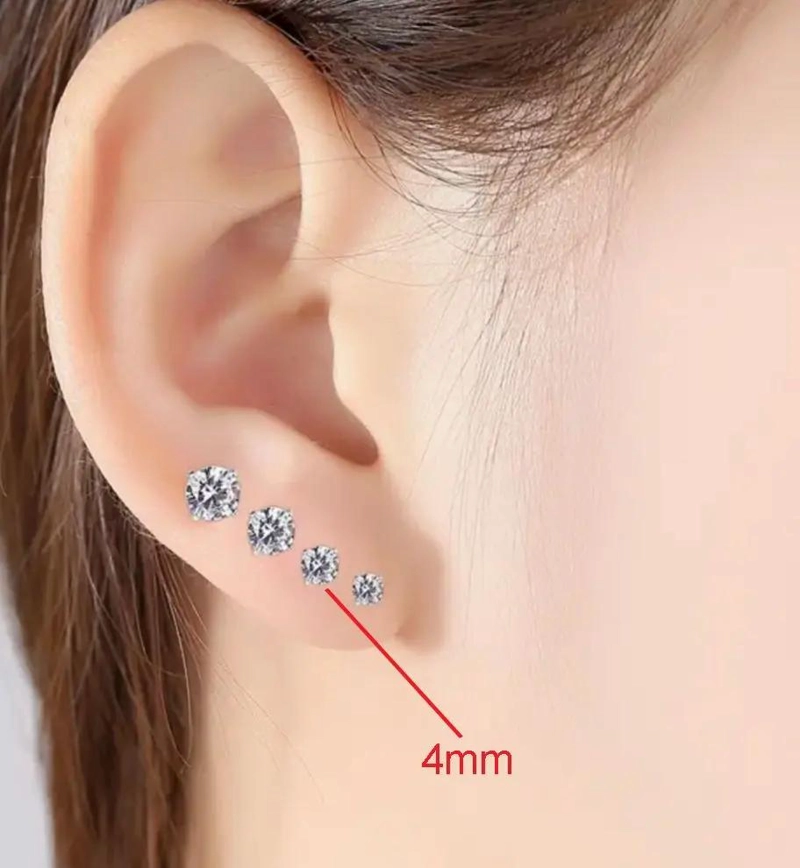 AROS DE ACERO QUIRURGICO CON ZIRCONIA CRISTAL DE 4 MM EN PAR - 2