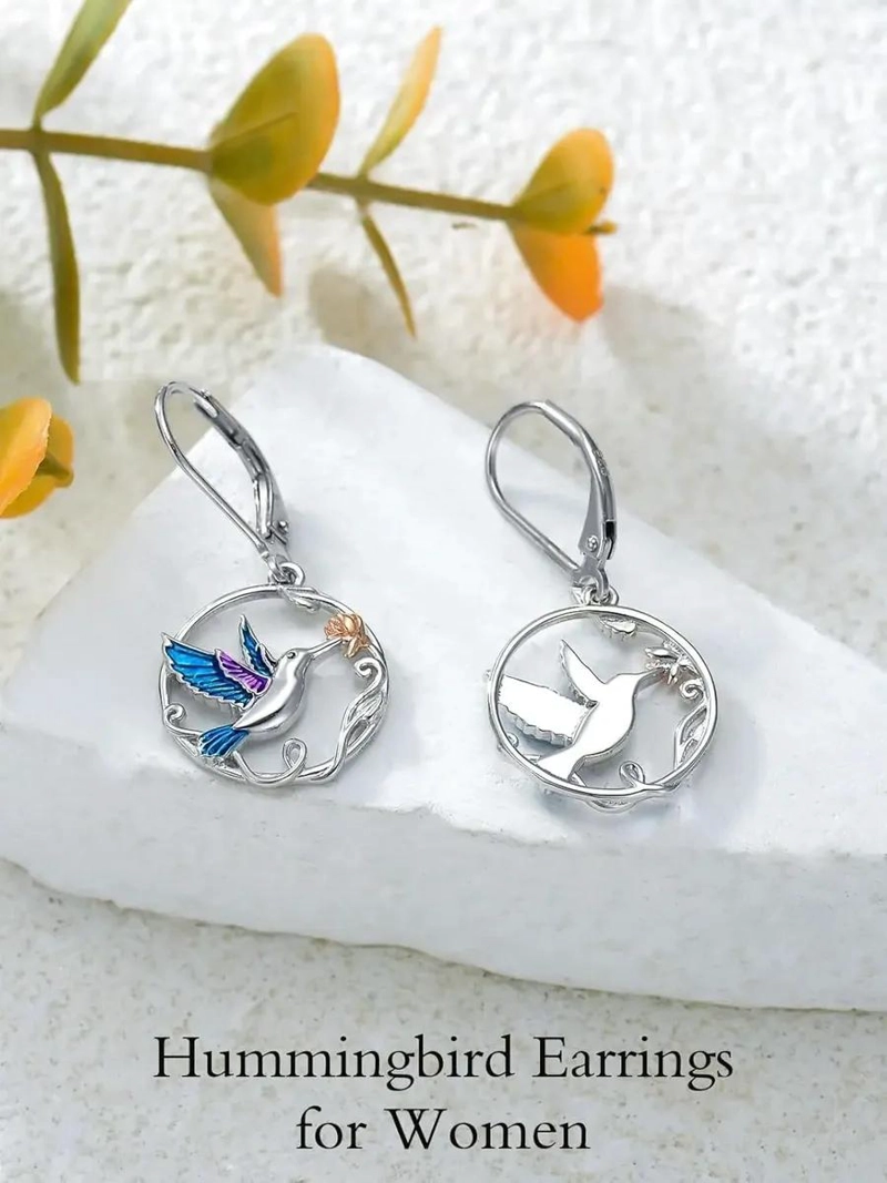 AROS COLIBRI EN PLATA FINA 925 PARA MUJER DISEÑO DELICADO - 5