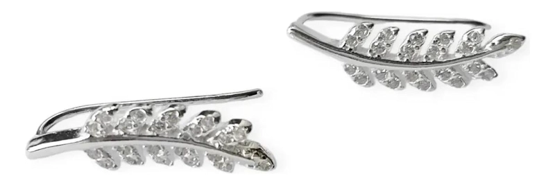 AROS TREPADORES CON DISEÑO DE RAMA Y CIRCONES EN PLATA FINA 925 - 2
