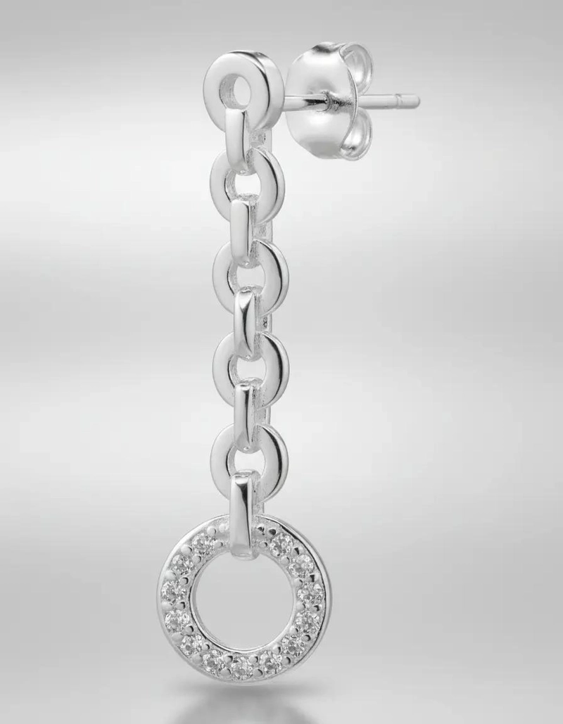 AROS DE PLATA 925 CON ESLABON REDONDO Y CIRCONES PARA MUJER - 5