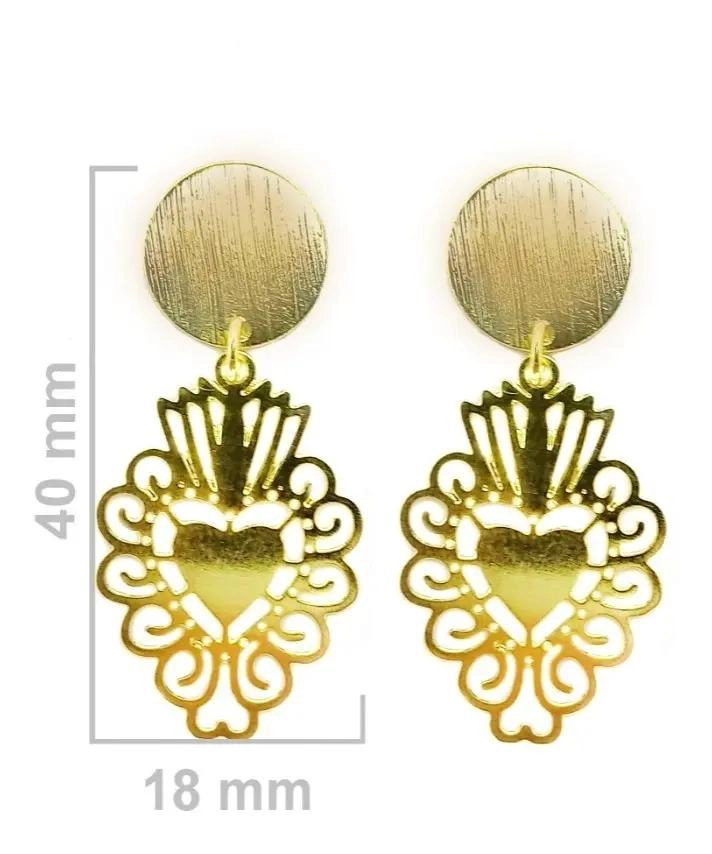 AROS CON DISEÑO DE CORAZON Y LAMINA ENCHAPADA EN ORO 18K - 2