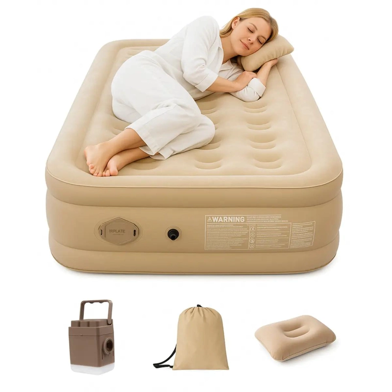 COLCHON INFLABLE INDIVIDUAL CON BOMBA INTEGRADA Y DISEÑO COMPACTO - 1