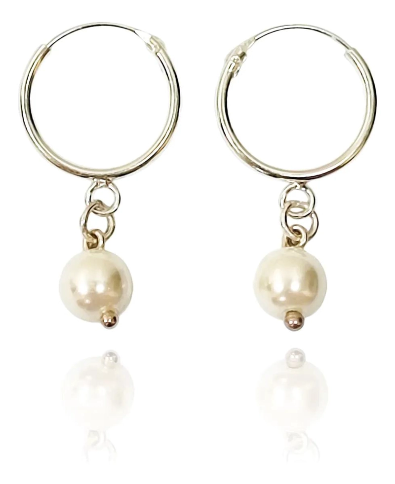 AROS ARGOLLA CON PERLA SHELLPEARL DE 6MM EN PLATA FINA 925 - 1