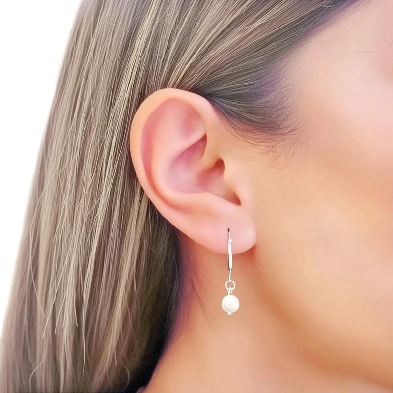 AROS ARGOLLA CON PERLA SHELLPEARL DE 6MM EN PLATA FINA 925 - 2