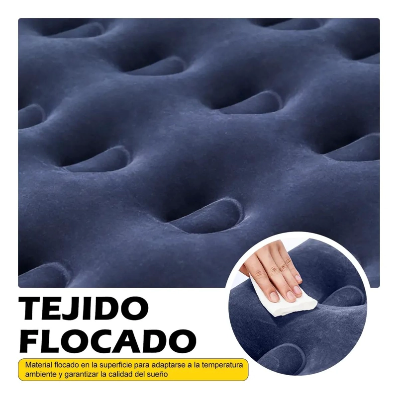 COLCHON INFLABLE INDIVIDUAL CON INFLADOR MANUAL INTEGRADO PARA USO COMODO - 4