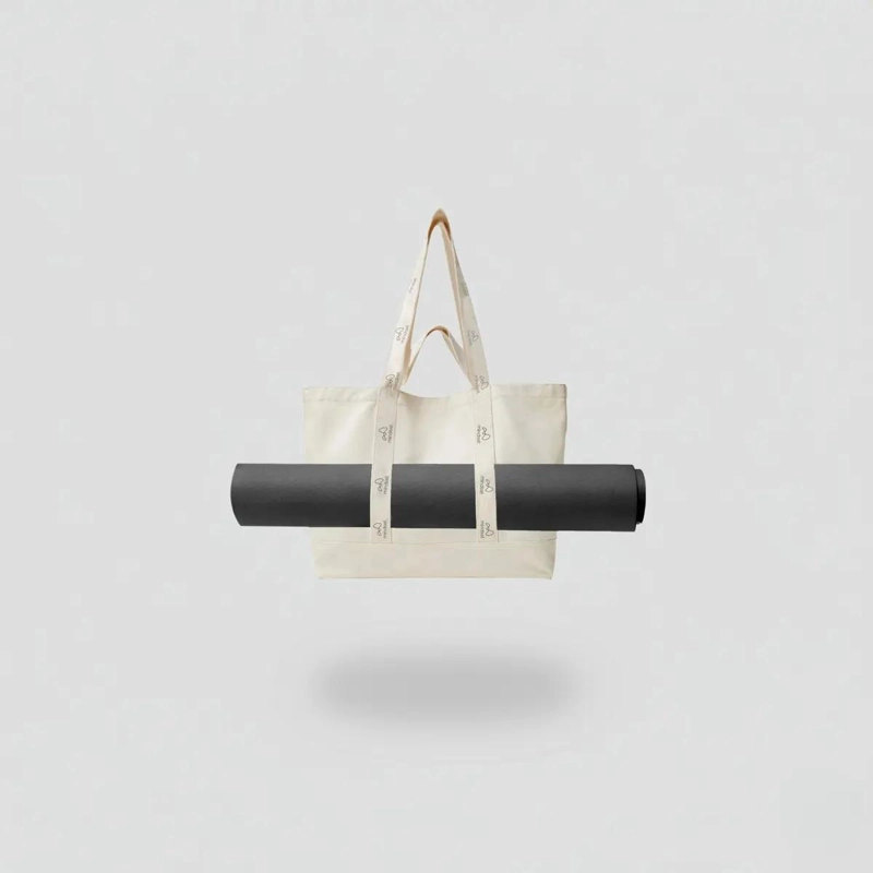 BOLSO TOTE PARA MAT DE YOGA COLOR BEIGE CON AMPLIO ESPACIO - 1