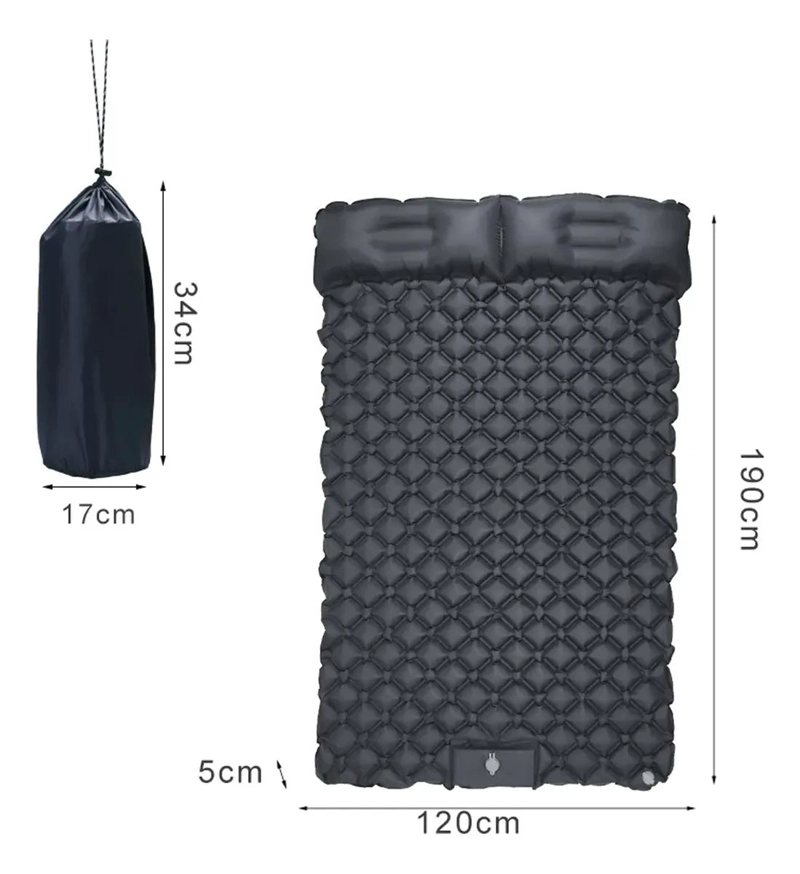 COLCHON INFLABLE PORTATIL DOBLE ULTRALIGERO PARA ACAMPAR Y DORMIR - 2