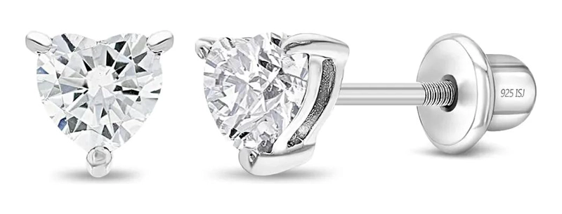 AROS DE CORAZON EN PLATA 925 CON CIRCON BRILLANTE Y DISEÑO DELICADO - 1